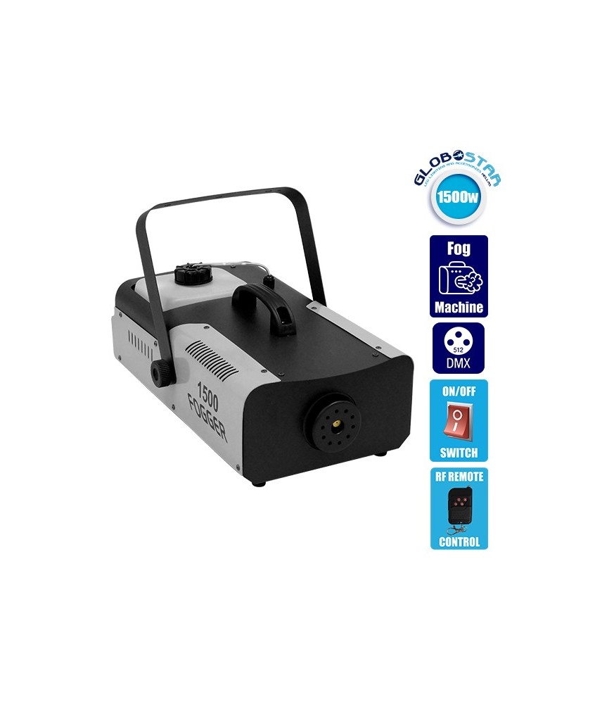 GLOBOSTAR® SMOKIE 51145 Stage Μηχανή Καπνού 1500W AC 220-240V IP20 DMX512 Protocol & RF Ασύρματο Χειριστήριο - Μ47 x Π25.5 x Υ19cm - 1 Χρόνο Εγγύηση